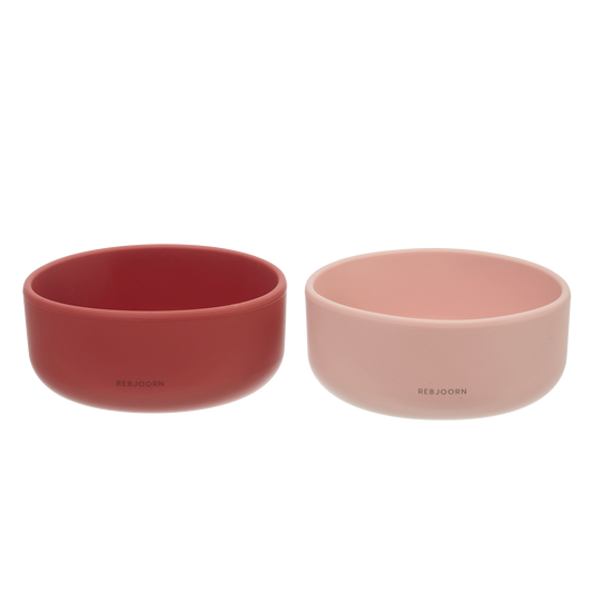 Rebjoorn - Tazón de silicona Rojo y Rosa 2-Pack